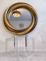 Grand Miroir Rond Victorien Anglais – Bois Doré &amp; Verre 