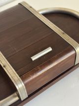 Porte-cigarettes vintage 1960 distributeur bois métal - 30 x