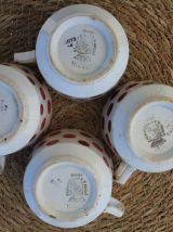 Lot de 4 tasses à pois Digoin Sarreguemines