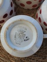 Lot de 4 tasses à pois Digoin Sarreguemines