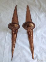Ancienne paires applique cuivre martelé