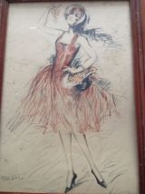 Ancien dessin danseuse ballerine signée Marcel Bloch