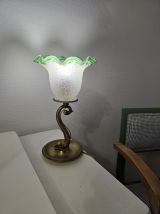 Petite lampe à poser pied laiton et tulipe Art déco 