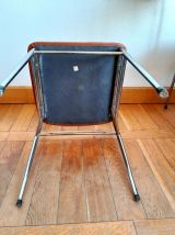 Trois chaises mid century skaï et chrome 1950 