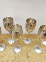 6 verres sur pied métal vintage 1970 