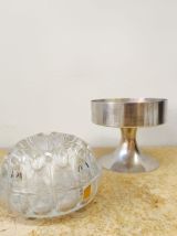 Pique fleurs space age métal argenté 1970 