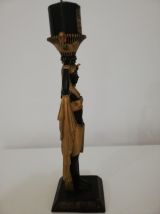 Statuette Serviteur nubien figurine Egyptienne avec bougie -