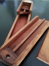 Plumier D'écolier En Bois Et Laiton Ancien 