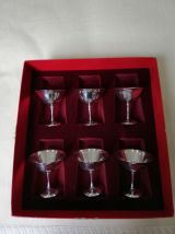 6 Verres à Champagne et 6 verres à Liqueur en métal argenté 
