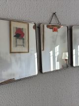 Miroir vintage 1960 triptyque barbier Mirbel simili lézard b
