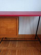 Bureau mid century skaï rouge 