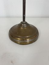 Lampe vintage 1900 de bureau laiton nickelé céladon - 52 cm