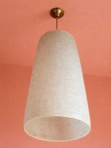 Suspension grand cylindre en verre vintage 1950 