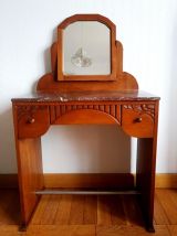 Coiffeuse art déco bois et marbre 