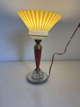 Lampe vintage 1930 Art Déco métal doré miroir verre - 28 cm