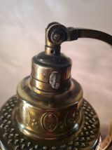 lampe ancienne 1900 a 20 laiton a pampille de  cristal ,verr