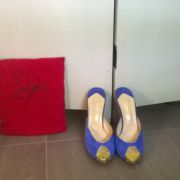 Mules Louboutin Bleu suede