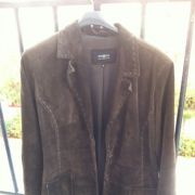 Veste femme en cuir retourné marron