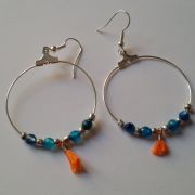 Boucles d'oreilles argent bleu et orange