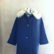 Manteau années 50 laine fourré renard