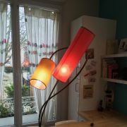 Superbe Lampe double fer forgé forme végétale inspiration art-déco art-nouveau