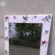 Miroir céramique oiseaux années 50 