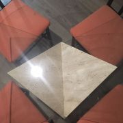 Table ronde en verre pied en marbre massif