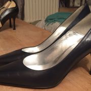 Escarpin marine cuir lisse