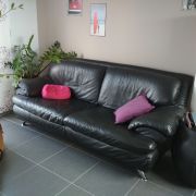 Canapé cuir noir Monsieur Meuble