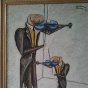 tableau peint + cadre signé