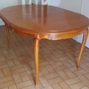 Table Ronde Modulable 3 Tailles Bois de Merisier Verni