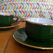 3 tasses et sous-tasses  Porcelaine Alpico Flora 