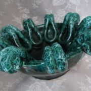 COUPE CERAMIQUE VALLAURIS "VERT MALACHITE" VINTAGE DESIGN 60