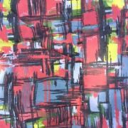 50/60's Tissu imprimé rouge gris noir FORMES LIBRES Design