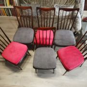 Chaises entièrement rénovées bois et velours: 6 disponibles