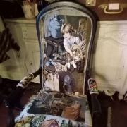 Voltaire revisité,entièrement recouvert de canevas vintage