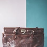 magnifique Sac Texier en cuir Vintage