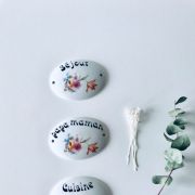 Ensemble de 3 plaques de porte vintage en porcelaine