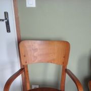 Fauteuil chaise bridge percé années 50