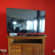 Meuble TV style Louis Philippe merisier massif NF Prestige