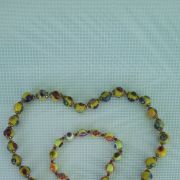 Collier de perles jaune en verre Murano original & bracelet