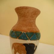 Pot grès émaillé décor bison Etat-Unis