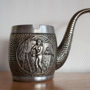 Cendrier Pipe vintage en métal argenté