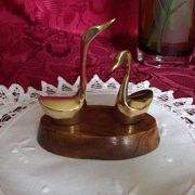 Duo de cygnes en laiton