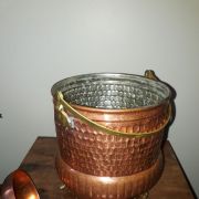 Déco en cuivre - Chaudron avec sa louche - Cache pot Vintage