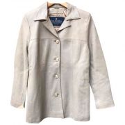 veste 4 boutons en agneau banc mastic