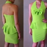 vintage 90s robe bustier dos nu stretch basque noeud vert fl