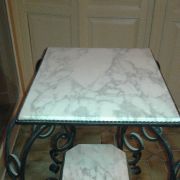 Table en fer forgée et marbre vintage