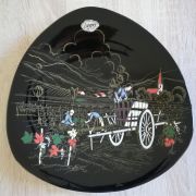 Assiette céramique Longwy-Grand feu, les vignobles