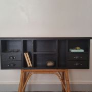 Étagère / meuble courrier noir 4 tiroirs 